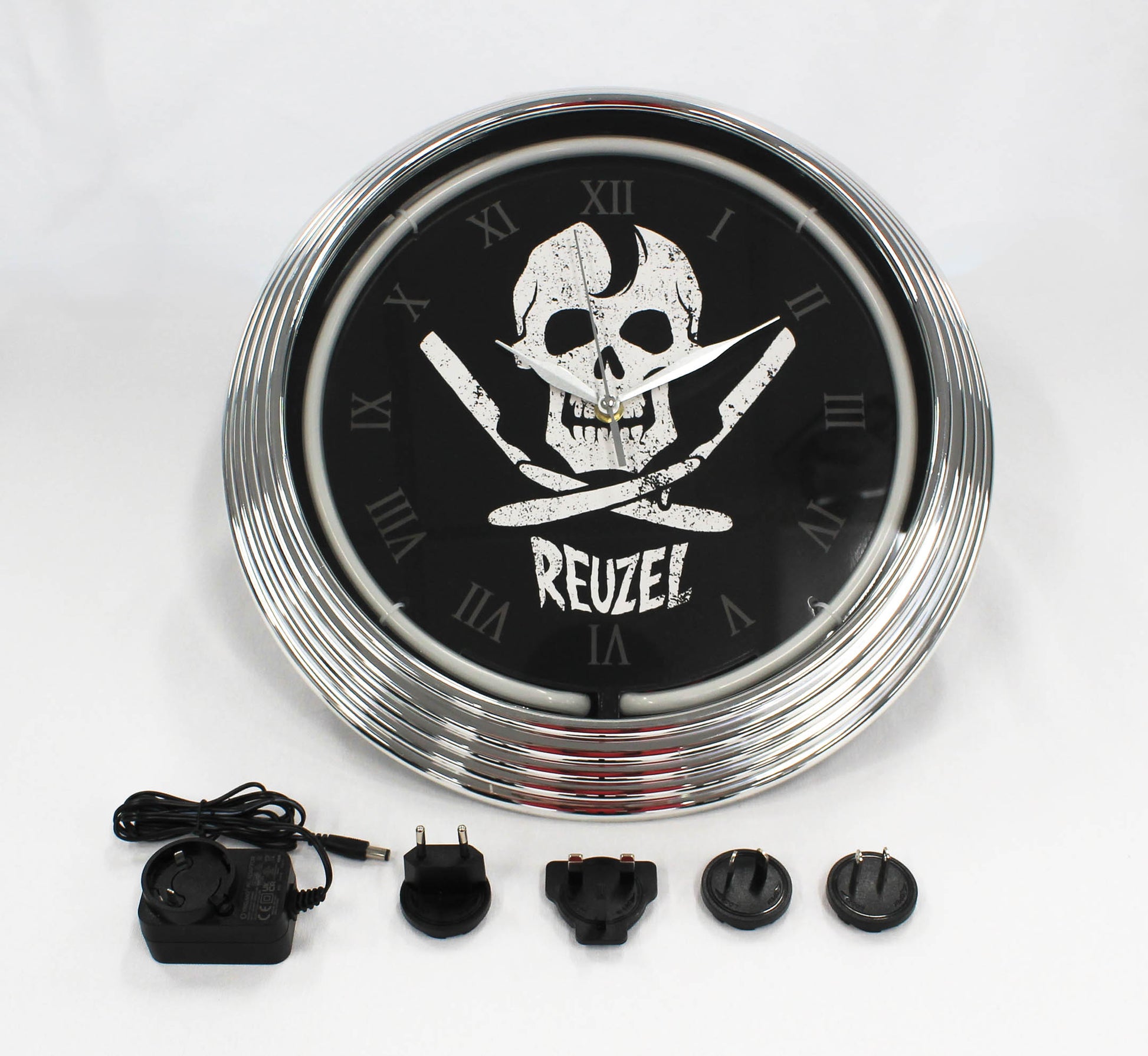 Reuzel Jolly Roger Neon Clock with adapters