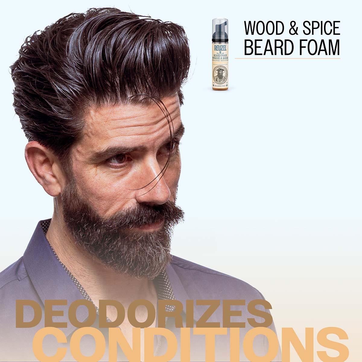 Reuzel wood and spice beard balm deodorizes conditions