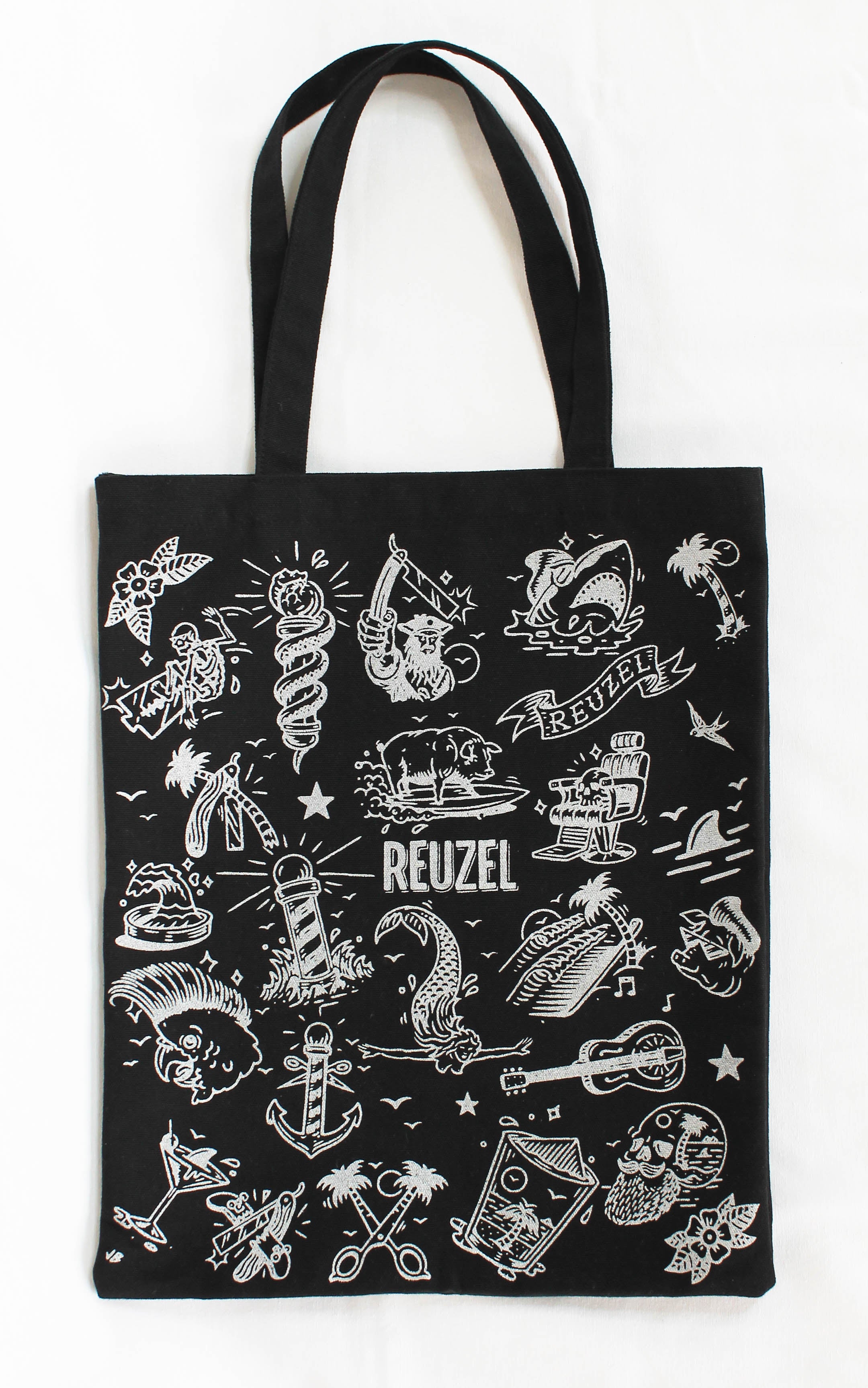 Pro REUZEL Black Tote Bag featuring sturdy handles and spacious interior, perfect for daily use or holiday gatherings.