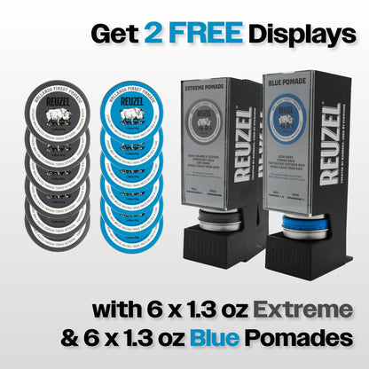 (2) FREE Displays with (6) 1.3 oz Blue & (6) Extreme Pomades