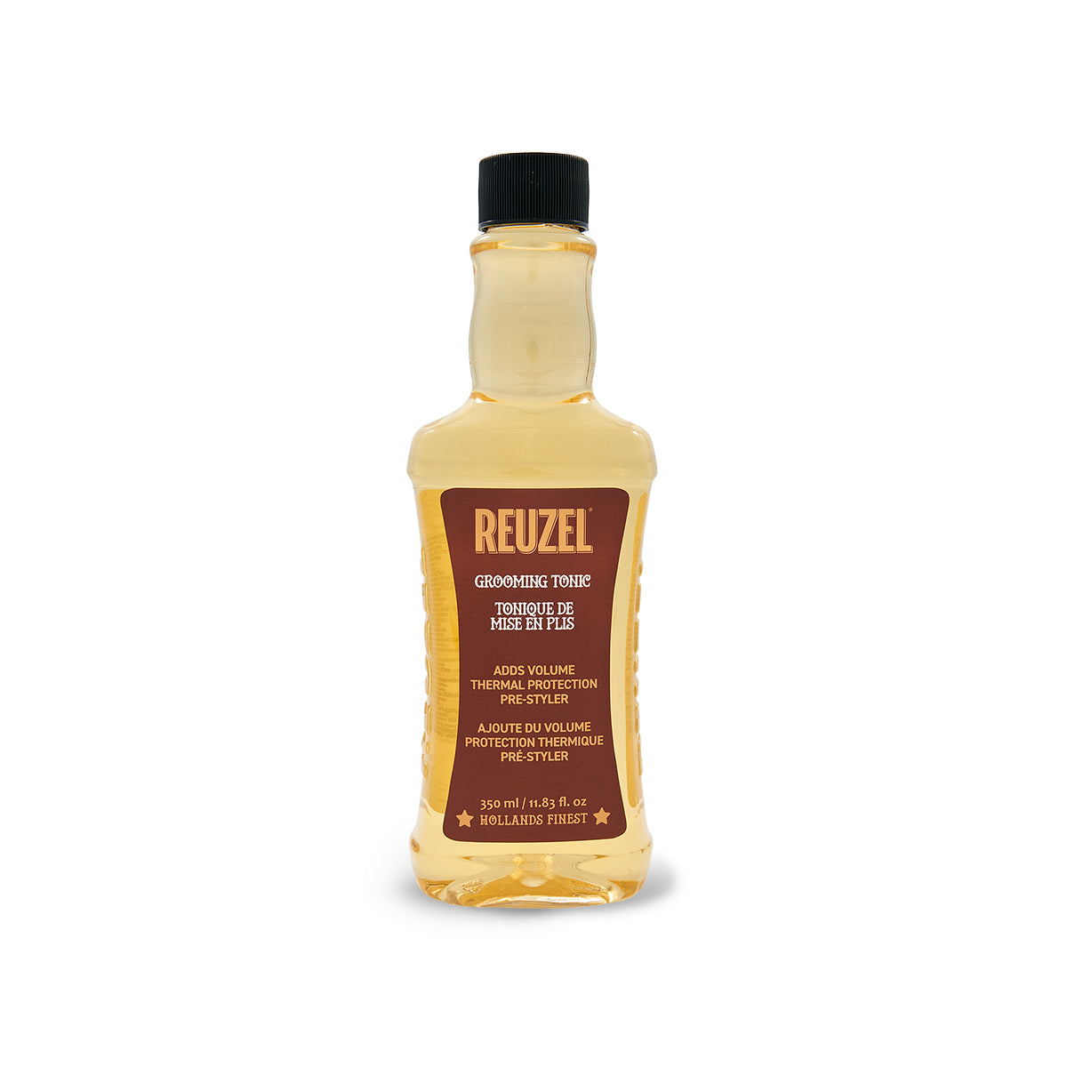 Reuzelinc Grooming Tonic bottle with label, front view showing product details for styling and hair care.