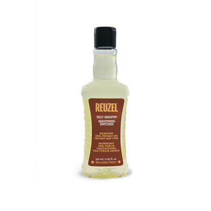 Reuzelinc Daily Shampoo bottle with label, front view, showcasing the product's packaging and branding on a white background.