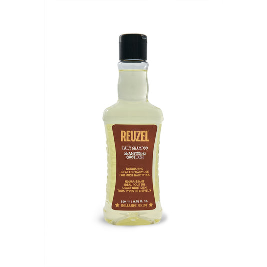 Reuzelinc Daily Shampoo bottle with label, front view, showcasing the product's packaging and branding on a white background.
