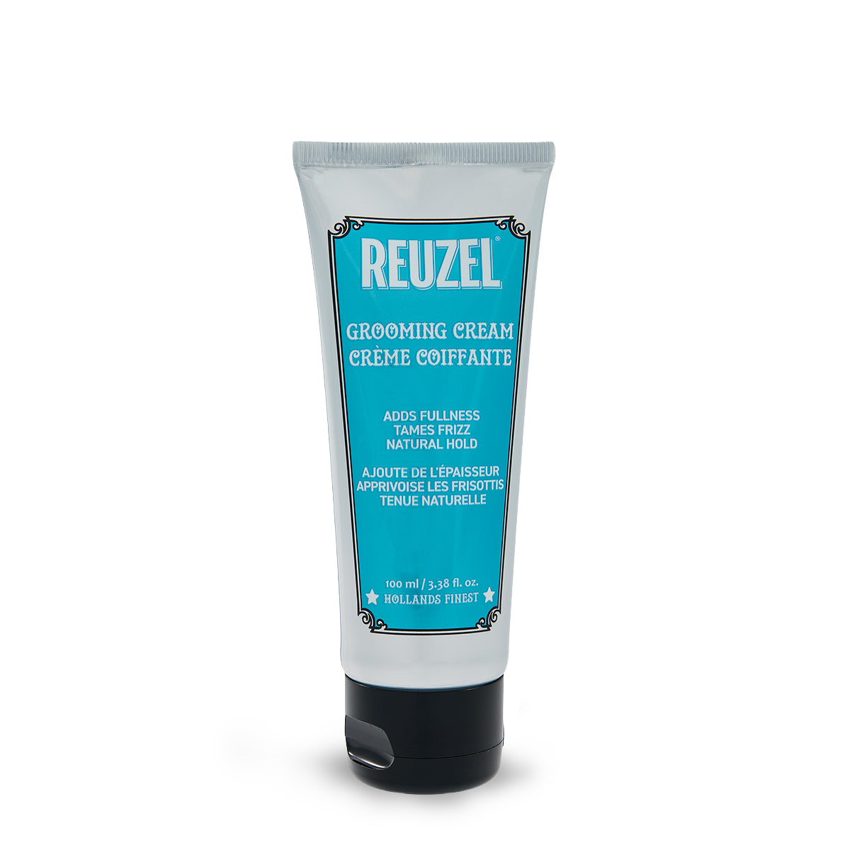 Reuzelinc grooming cream in a jar, shown with a focus on the product container and label, ideal for styling and grooming hair.