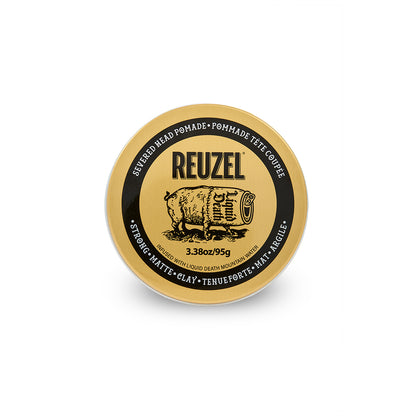 Severed Head Clay Pomade by Vendor, front view showing the container with a dark label and shadow effect.