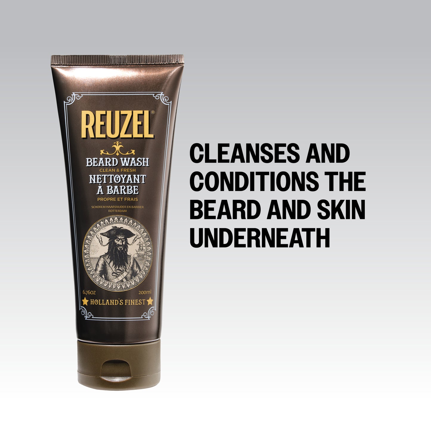 REUZEL Beard Wash cleanses and conditions the beard and skin 