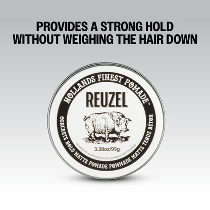 Provides a Strong Hold Without Weighing the Hair Down. REUZEL Concrete Hold Matte Pomade.