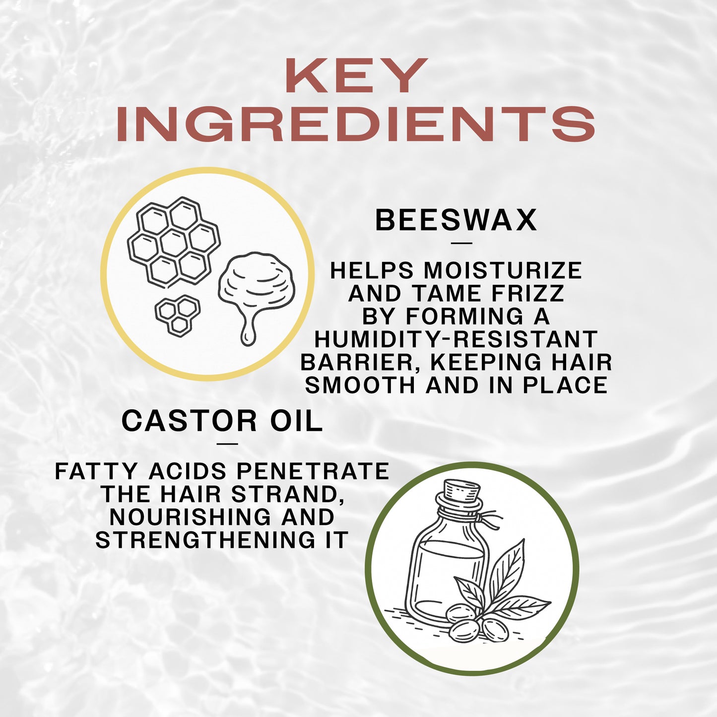 Key ingredients for Extreme Hold Matte Pomade include Beeswax for moisture, frizz and humidity. Castor oil to nourish and strengthen.