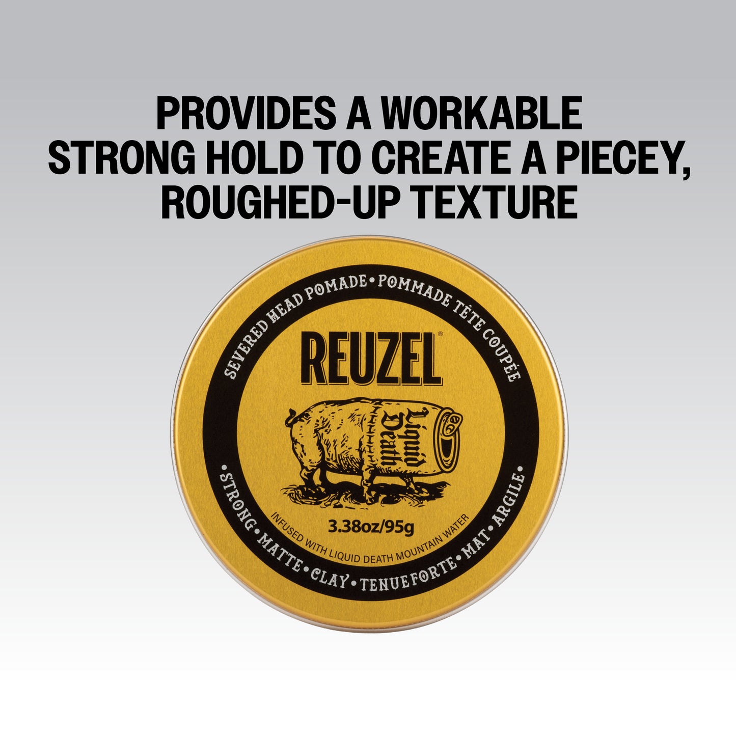 Pro REUZEL Severed Head Pomades bottles, six with two free for backbar, featuring black and red labels on a white background.