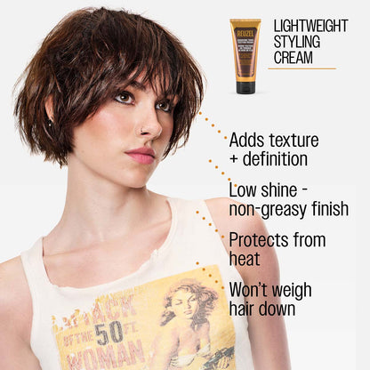 Reuzel lightweight styling cream adds texture and definition low shine - non-greasy finish protects from heat wont weigh hair down