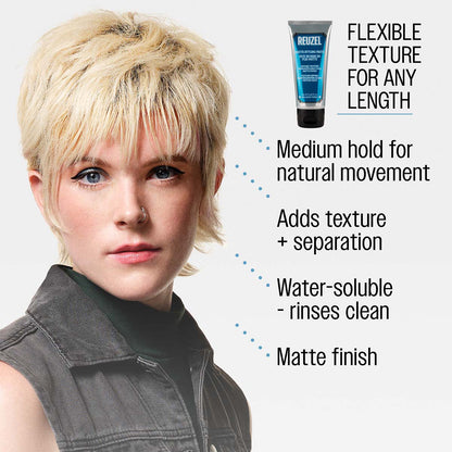 Reuzel matte styling paste flexible texture for any length medium hold for natural movement adds texture and separation water-soluble - rinses clean matte finish