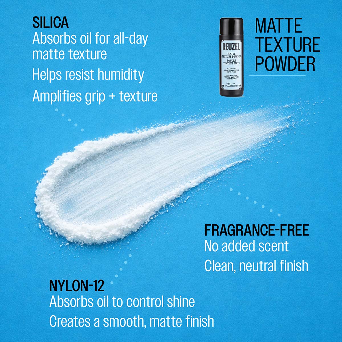 Close-up of Vendor matte texture powder in a container, showing the fine, smooth powder with a matte finish.