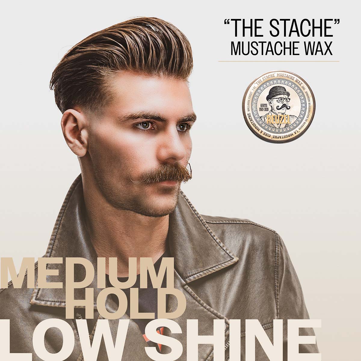 Reuzel "the stache" mustache wax medium hold low shine