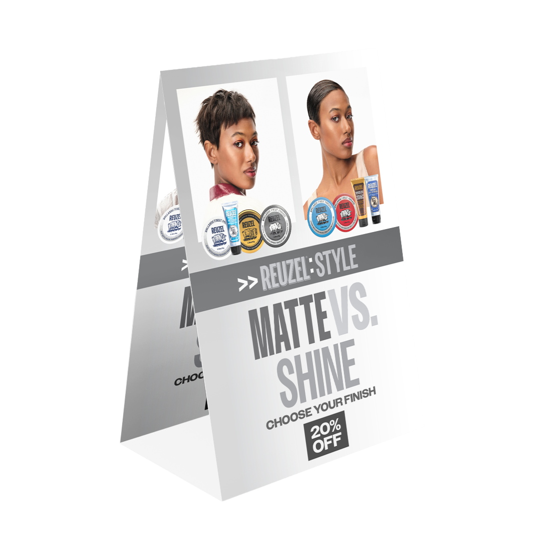 Vendor Matte vs Shine Merch Kit featuring product samples with matte and shiny finishes for styling and display.