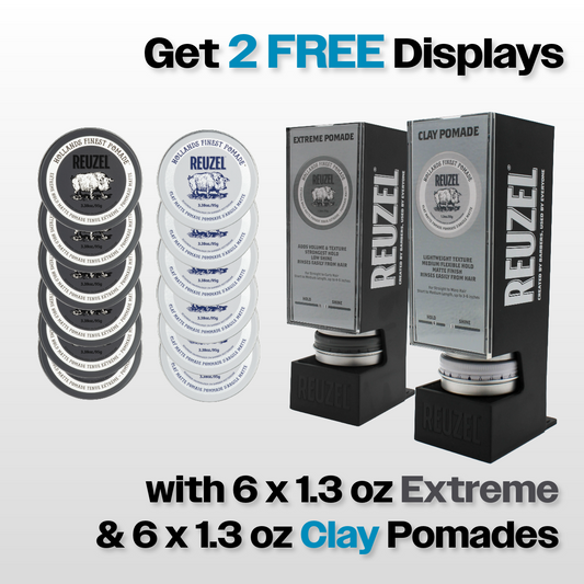 (2) FREE Displays with (6) 1.3 oz Extreme & (6) Clay Pomades